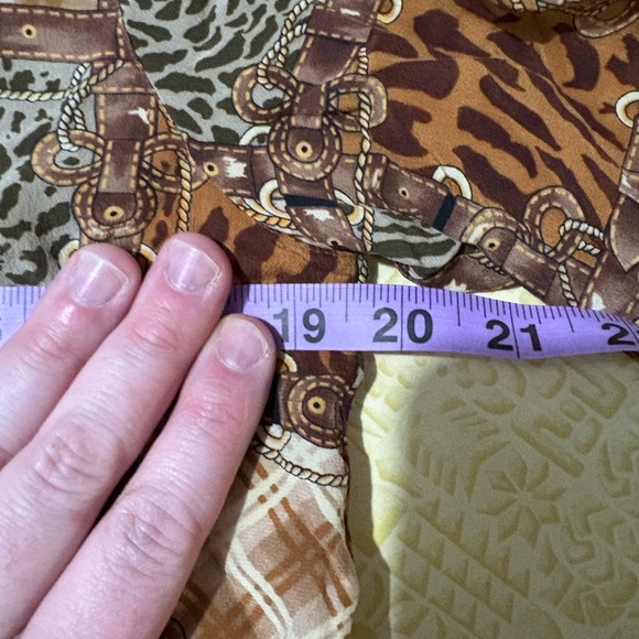 Allison Taylor Brown and Green Blouse with Animal Print - Picture 8 of 10